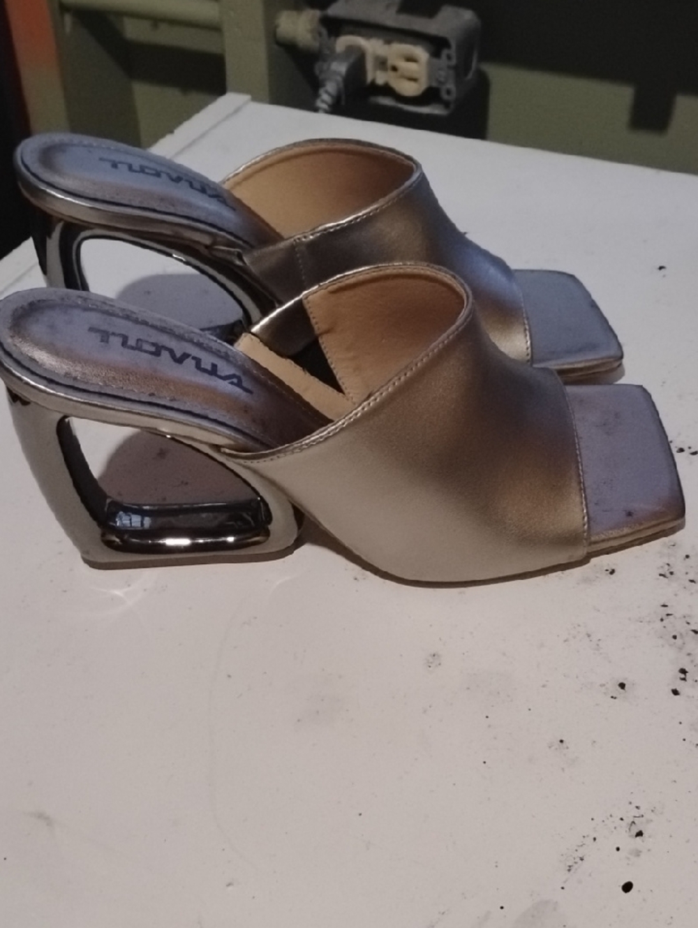 Metallic Gold Slide Heels for Women Made In Brazil